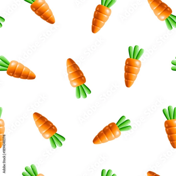 Fototapeta 3d carrot seamless pattern vector render vegetable texture backgrond