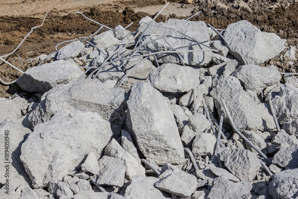 Obraz broken up cement and rebar