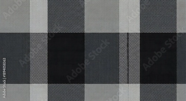 Obraz Black white and grey plaid fabric texture background pattern
