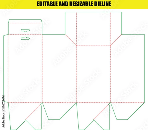 Obraz Printable Packaging Dieline Template for Custom Editable Resizable Folding Box Design