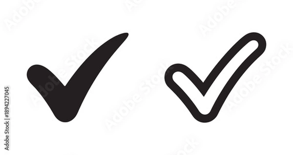 Obraz Two check marks, one solid black and one outlined