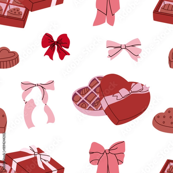 Obraz Bows and chocolates seamless pattern