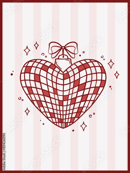 Obraz Heart shaped disco ball, vector art
