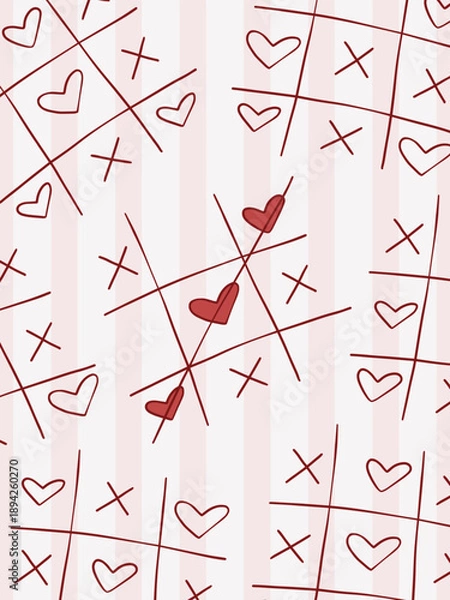 Obraz Game with hearts tic tac toe, vector art