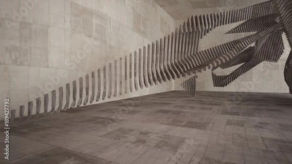 Obraz Abstract white and concrete interior  with window. 3D illustration and rendering.