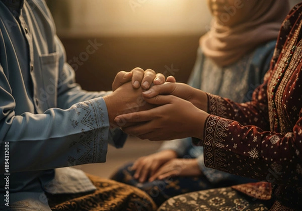 Obraz Respectful Lebaran Handshake between Generations