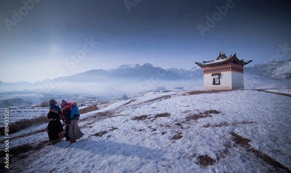 Fototapeta the landscape of Langmusi Temple in Sichuan, China