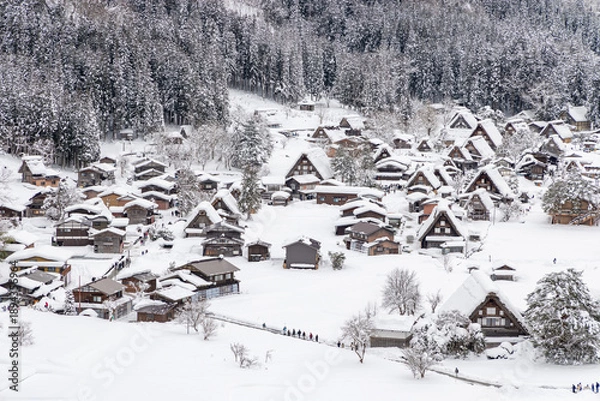 Obraz 冬の白川郷　合掌造り集落