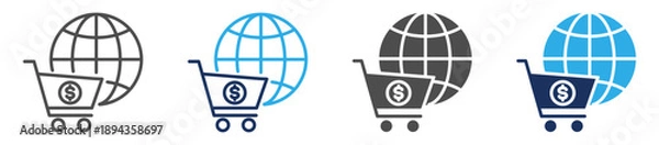 Fototapeta e commerce icon sheet with multi concept