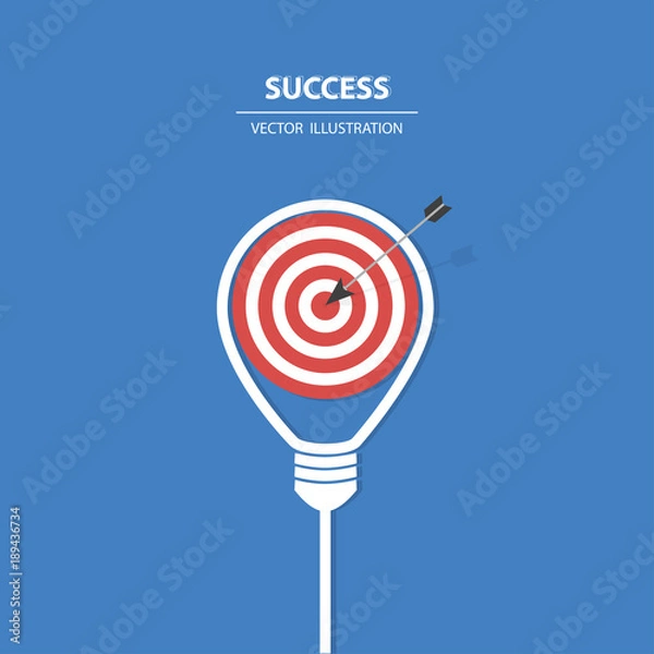 Fototapeta Win a target goal. Business concept of achievement, success and ambition. Vector illustration.