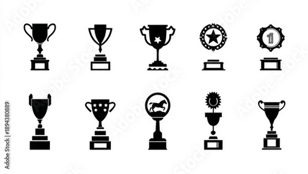 Obraz trophy and awards icons set