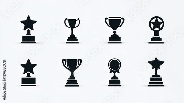 Obraz trophy and awards icons set