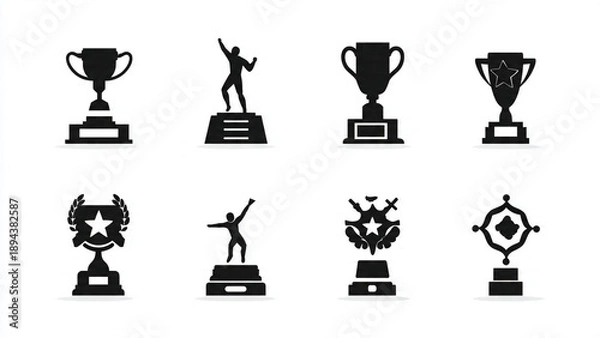Obraz trophy and awards icons set