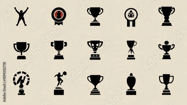 Obraz trophy and awards icons set