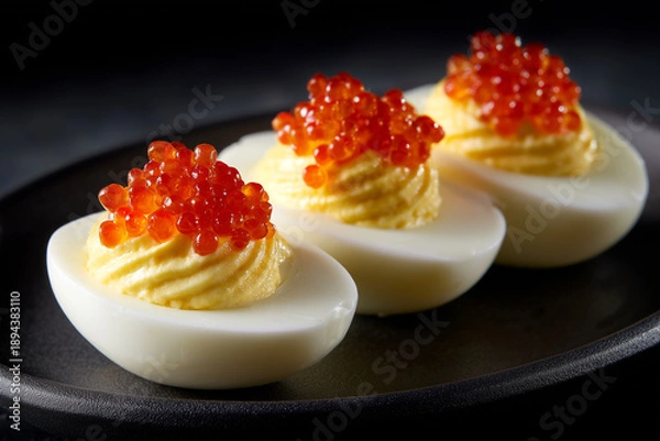 Obraz Caviar deviled eggs closeup