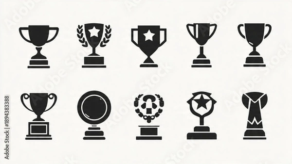 Obraz trophy and awards icons set