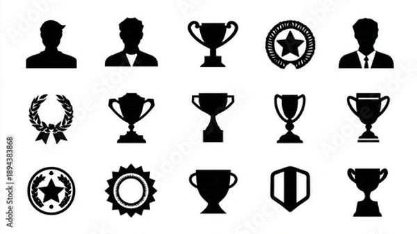 Obraz trophy and awards icons set