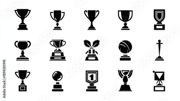 Obraz trophy and awards icons set