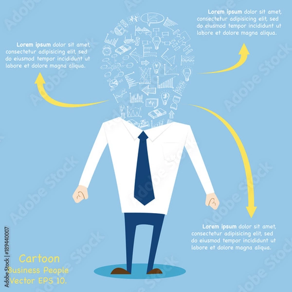 Obraz Creative human brain with Creative business, technology and strategy planning web icons Idea, Vector Illustration EPS 10.