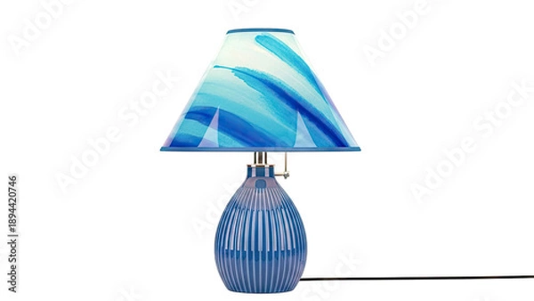 Obraz Blue Abstract Art Lamp with Ribbed Base