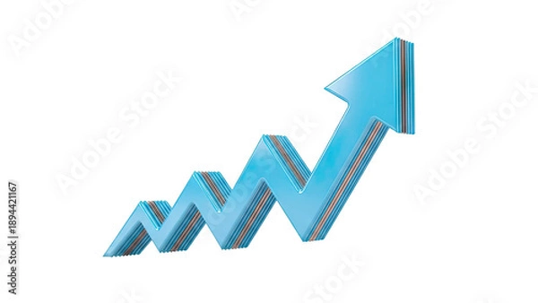 Obraz Blue 3D Arrow Graph Showing Upward Trend