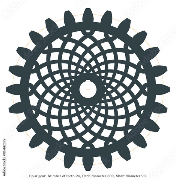 Obraz Real spur gear with a decorative pattern. Laser cutting.