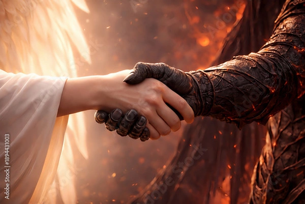 Obraz Cooperation Between Opposing Elements ? Angel and Devil