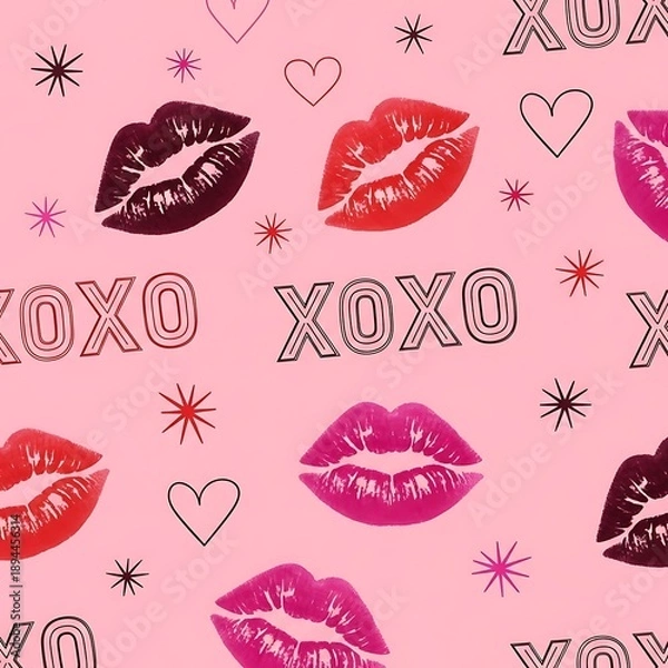 Obraz Modern Seamless Digital Pattern With Soft Pink Background