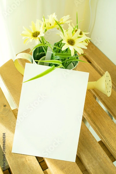 Obraz 모던한 식물 장식과 카드 목업