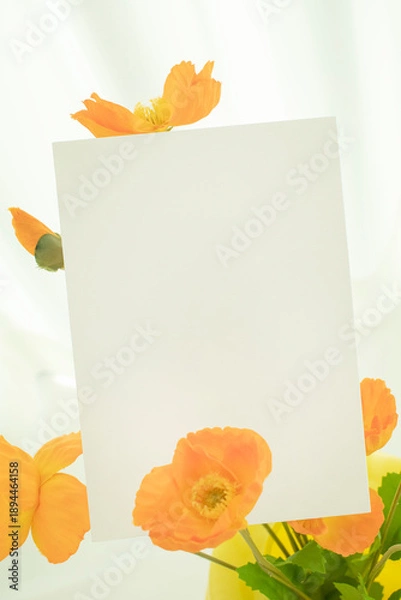 Obraz 모던한 식물 장식과 카드 목업