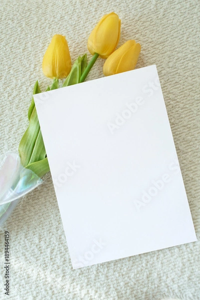 Obraz 모던한 식물 장식과 카드 목업