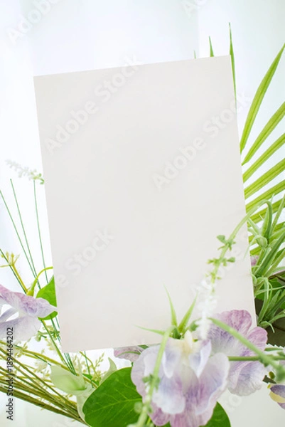 Obraz 모던한 식물 장식과 카드 목업