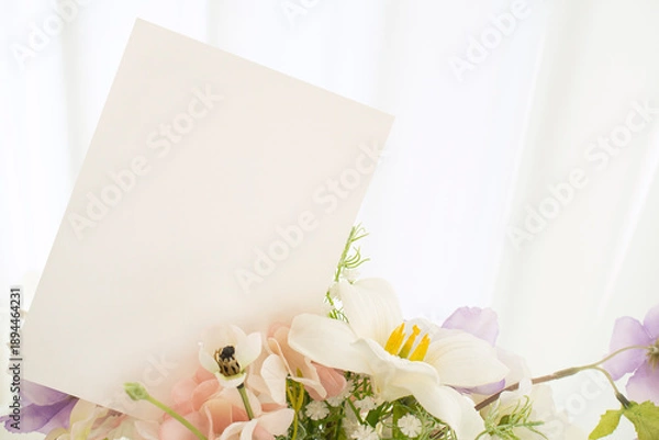 Obraz 모던한 식물 장식과 카드 목업