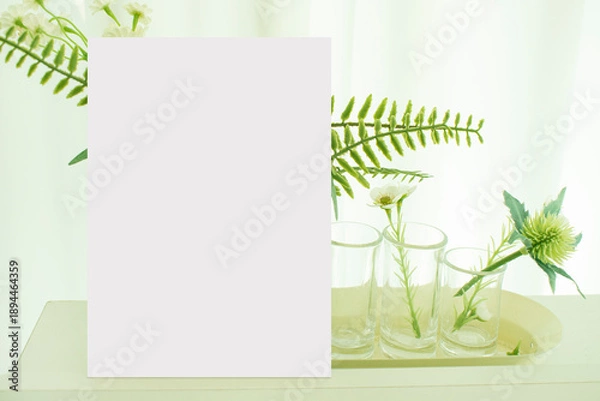 Obraz 모던한 식물 장식과 카드 목업