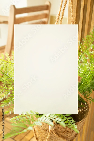 Obraz 모던한 식물 장식과 카드 목업