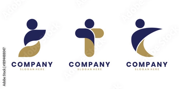 Obraz Abstract human figure logo design set