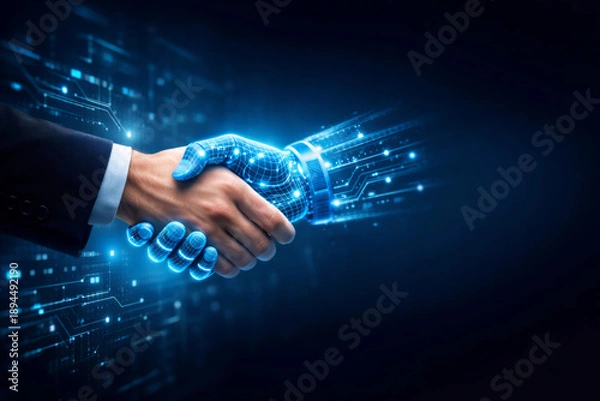 Obraz business hands glow