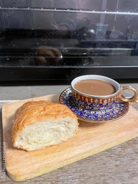 Fototapeta coffee and bread