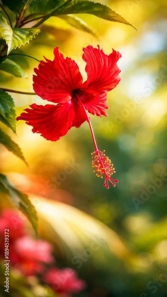 Obraz Red Hibiscus Flower Close Up
