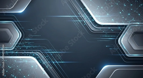 Obraz Futuristic Hexagonal Pattern with Neon Lights.