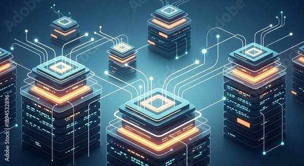 Obraz Futuristic Server Network Infrastructure Data Center.