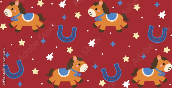 Obraz Cute hand drawn horse seamless pattern