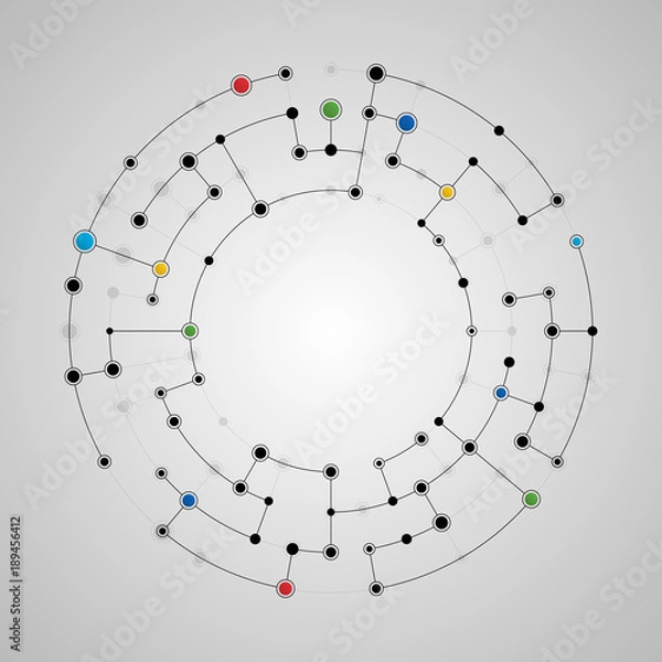 Obraz Connected lines and dots round pattern