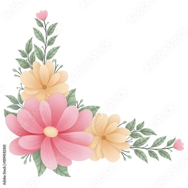 Obraz pink flower with leaves