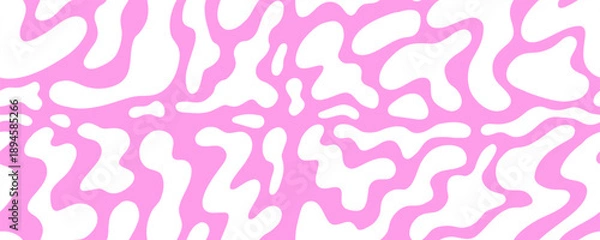 Fototapeta Pink and White Wave Seamless Pattern