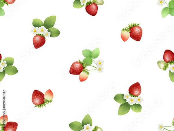 Obraz イチゴのシームレスパターン　B-3