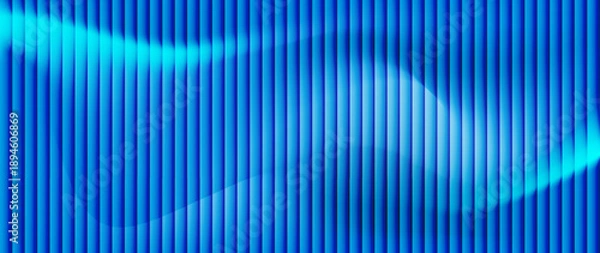 Obraz Abstract blue background with vertical ribbed stripes. Glass gradient texture. Vector.