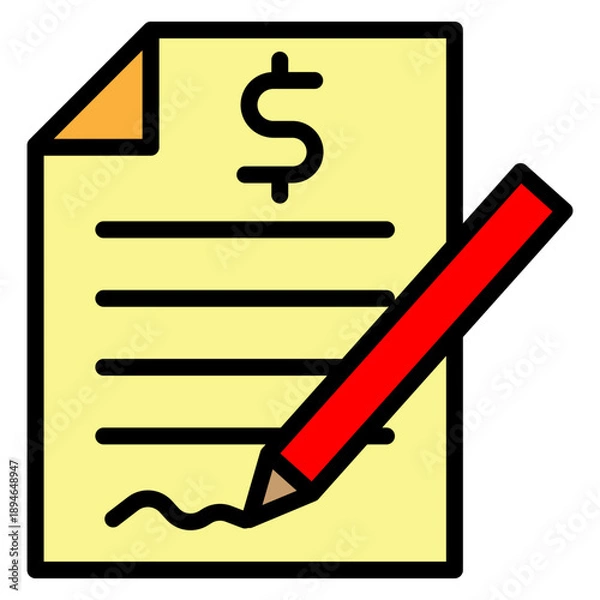 Obraz Contract File Vector Filled Icon Design