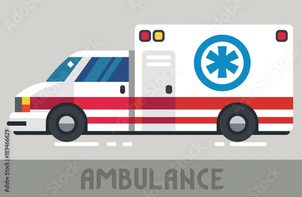 Obraz Ambulance Wagon in Flat Style