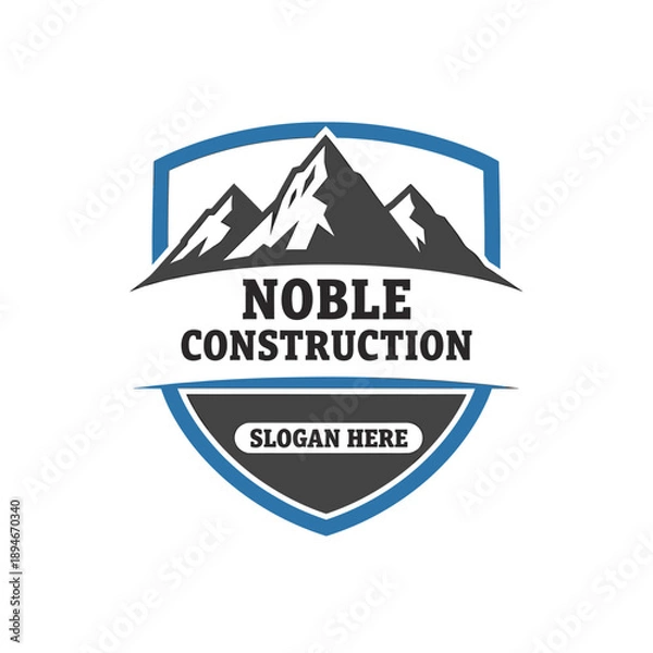 Obraz Noble Construction Mountain Shield Logo Emblem.